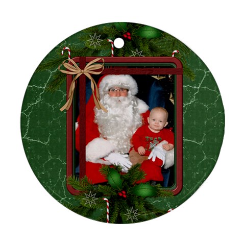 Green Christmas Round Ornament (2 Sides) By Lil Front