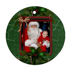Green Christmas Round Ornament (2 Sides) - Round Ornament (Two Sides)