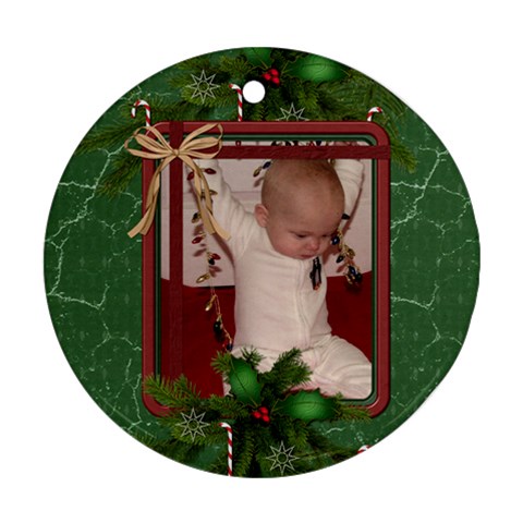 Green Christmas Round Ornament (2 Sides) By Lil Back