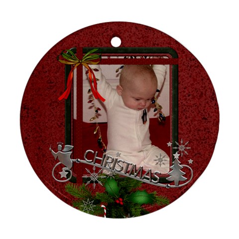 Red Christmas Round Ornament (2 Sides) By Lil Front