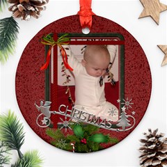 Red Christmas Round Ornament (2 Sides) - Round Ornament (Two Sides)