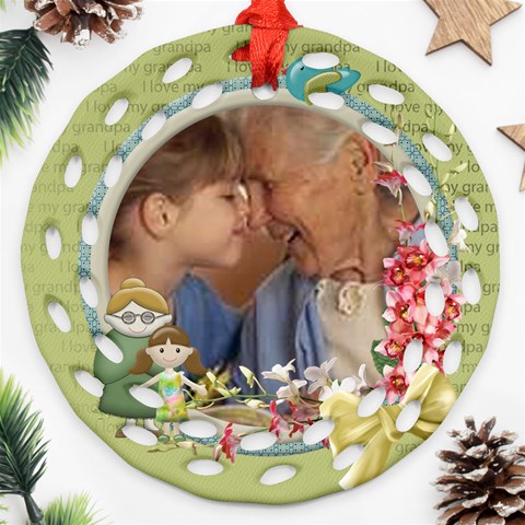 Love You Grandma Round Ornament 2 Sides By Spg Front