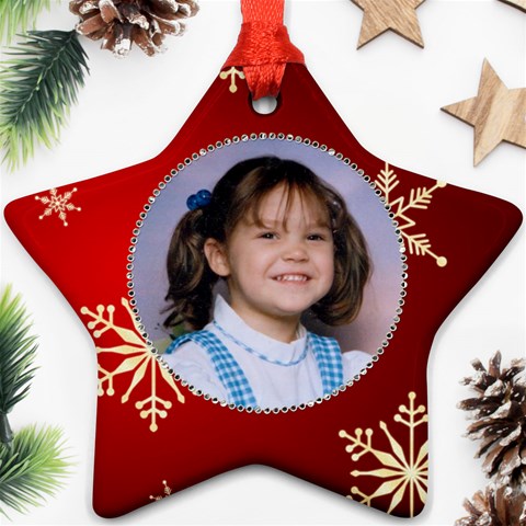 Red Snowflake Star Ornament By Kim Blair Front