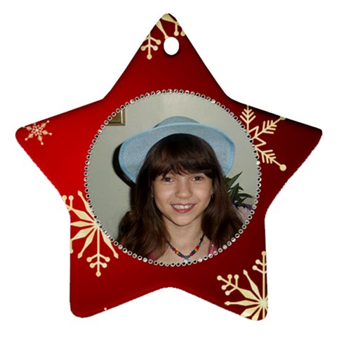 Red Snowflake Star Ornament By Kim Blair Back