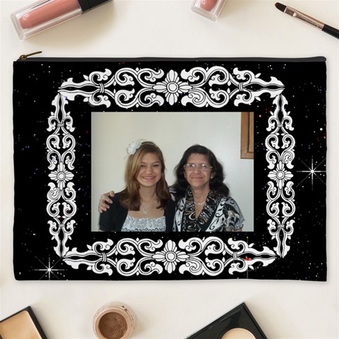 Black And White Framed Cosmetic Bag (xxxl) 2 Sides By Kim Blair Front