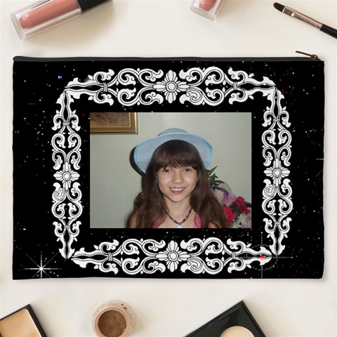 Black And White Framed Cosmetic Bag (xxxl) 2 Sides By Kim Blair Back