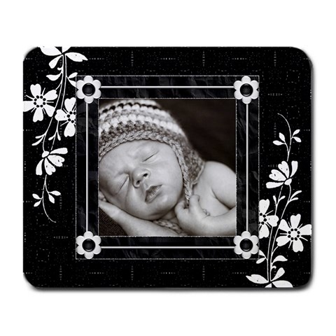 Black Floral Large Mousepad By Lil Front