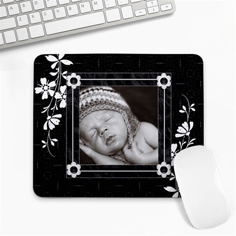 Black Floral Large Mousepad By Lil Front