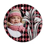 Pink Checker Round Ornament (2 sided) - Round Ornament (Two Sides)