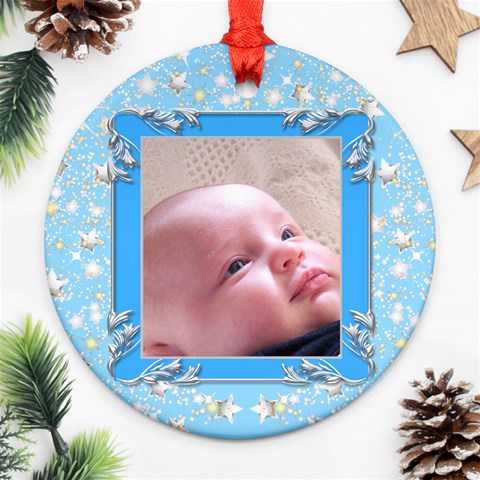 First Christmas  2 Round Ornament (2 Sided) By Deborah Front
