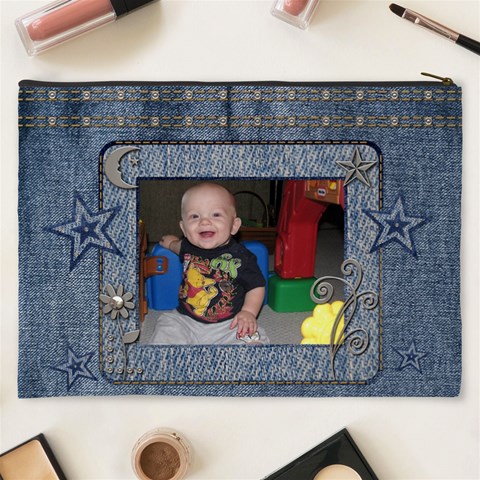 Denim Stars Xxxl Cosmetic Bag By Lil Back