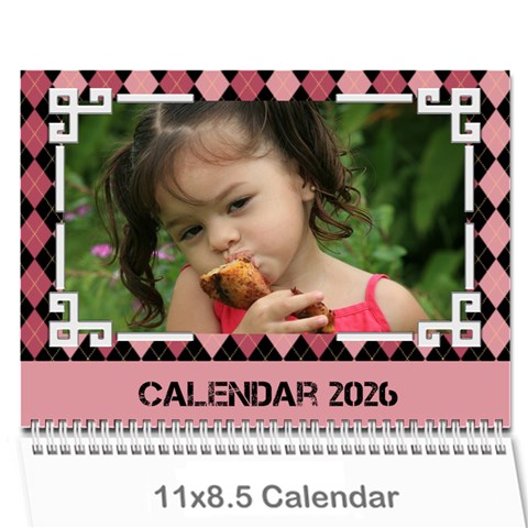 Pink Check Wall Calendar (any Year) 2026 By Deborah Cover