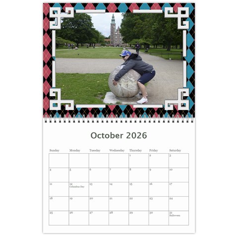 Pink Check Wall Calendar (any Year) 2026 By Deborah Oct 2026