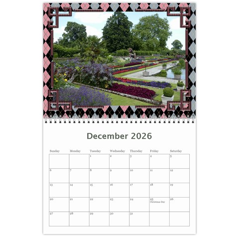 Pink Check Wall Calendar (any Year) 2026 By Deborah Dec 2026