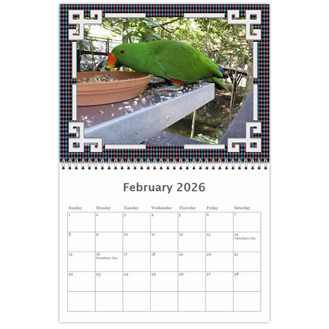 Pink Check Wall Calendar (any Year) 2026 By Deborah Feb 2026