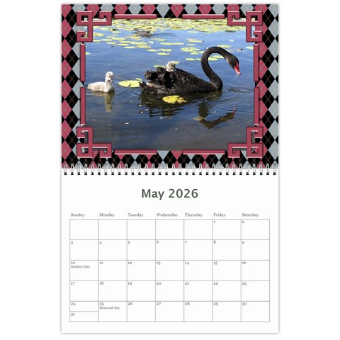 Pink Check Wall Calendar (any Year) 2026 By Deborah May 2026