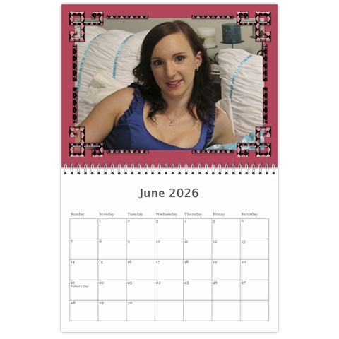 Pink Check Wall Calendar (any Year) 2026 By Deborah Jun 2026