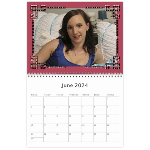 Pink Check Wall Calendar (any Year) 2024 By Deborah Jun 2024