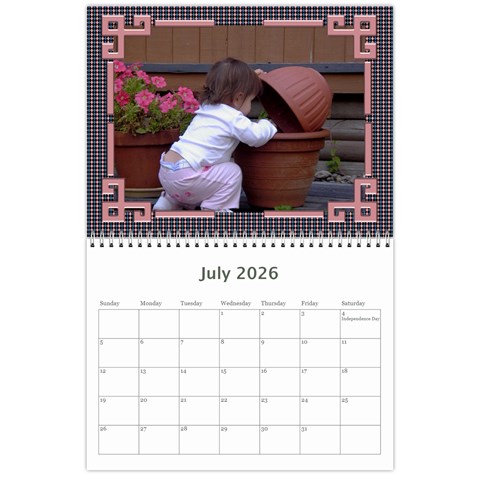Pink Check Wall Calendar (any Year) 2026 By Deborah Jul 2026