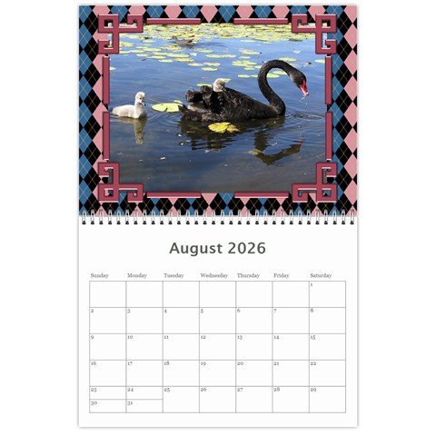 Pink Check Wall Calendar (any Year) 2026 By Deborah Aug 2026