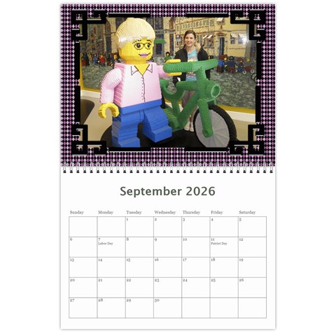 Pink Check Wall Calendar (any Year) 2026 By Deborah Sep 2026