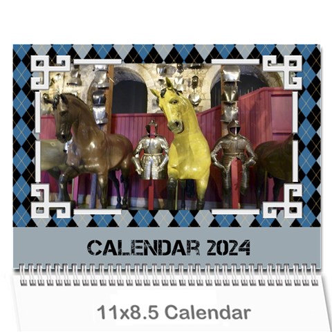 Blue Check Wall Calendar (any Year) 2024 By Deborah Cover