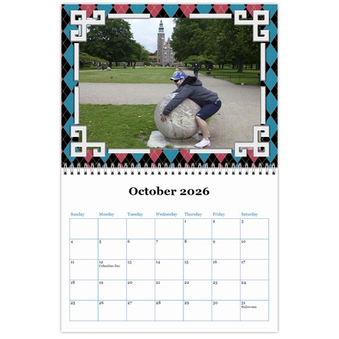 Blue Check Wall Calendar (any Year) 2026 By Deborah Oct 2026