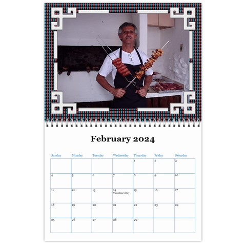 Blue Check Wall Calendar (any Year) 2024 By Deborah Feb 2024