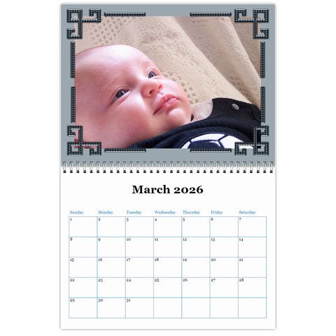 Blue Check Wall Calendar (any Year) 2026 By Deborah Mar 2026