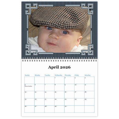 Blue Check Wall Calendar (any Year) 2026 By Deborah Apr 2026