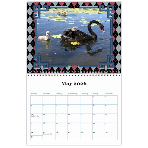 Blue Check Wall Calendar (any Year) 2026 By Deborah May 2026