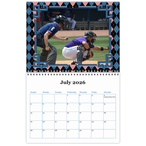 Blue Check Wall Calendar (any Year) 2026 By Deborah Jul 2026