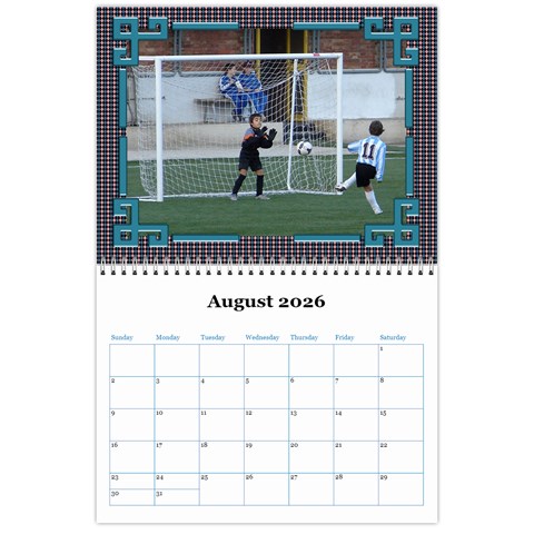 Blue Check Wall Calendar (any Year) 2026 By Deborah Aug 2026
