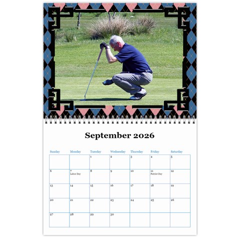 Blue Check Wall Calendar (any Year) 2026 By Deborah Sep 2026