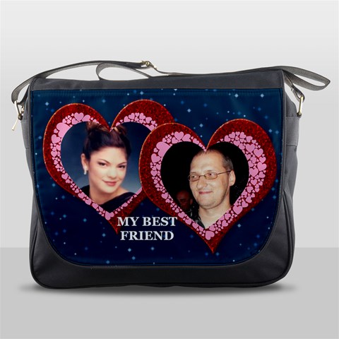 Double Heart Messenger Bag By Kim Blair Front