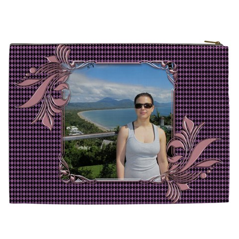 Pink Swirl Cosmetic Bag (xxl) By Deborah Back