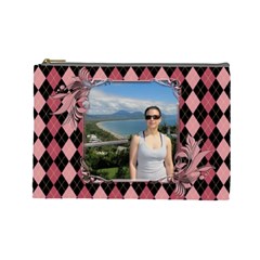 Pink Swirl Cosmetic Bag (L) (7 styles) - Cosmetic Bag (Large)