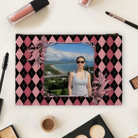 Pink Swirl Cosmetic Bag (l) By Deborah Back