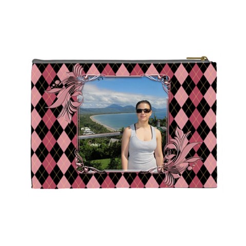 Pink Swirl Cosmetic Bag (l) By Deborah Back