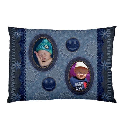 Smiley Denim Look Pillow Case By Lil 26.62 x18.9  Pillow Case