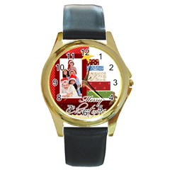merry christmas - Round Gold Metal Watch merry christmas - Round Gold Metal Watch