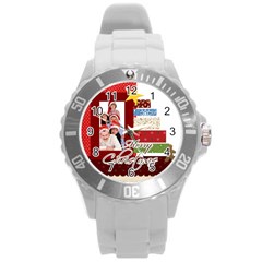 merry christmas - Round Plastic Sport Watch (L)