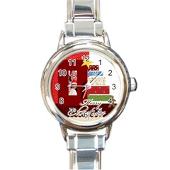 merry christmas - Round Italian Charm Watch