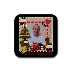 Merry Christmas coaster - Rubber Coaster (Square)