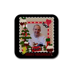 Merry Christmas coaster - Rubber Coaster (Square)