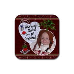 Santa Grandma Christmas Coaster - Rubber Coaster (Square)