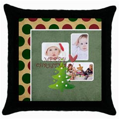 merry christmas - Throw Pillow Case (Black)