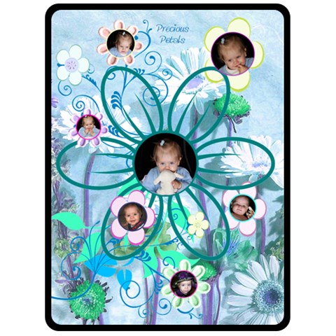 Precious Petals Xl Teal Blanket By Birkie 80 x60  Blanket Front