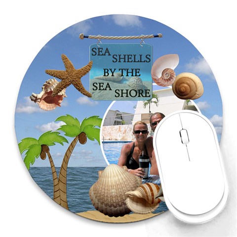 Sea Shells Round Mousepad By Lil Front