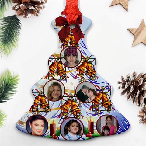 Family Photo Christmas Tree Ornament 2 Sides By Kim Blair Front